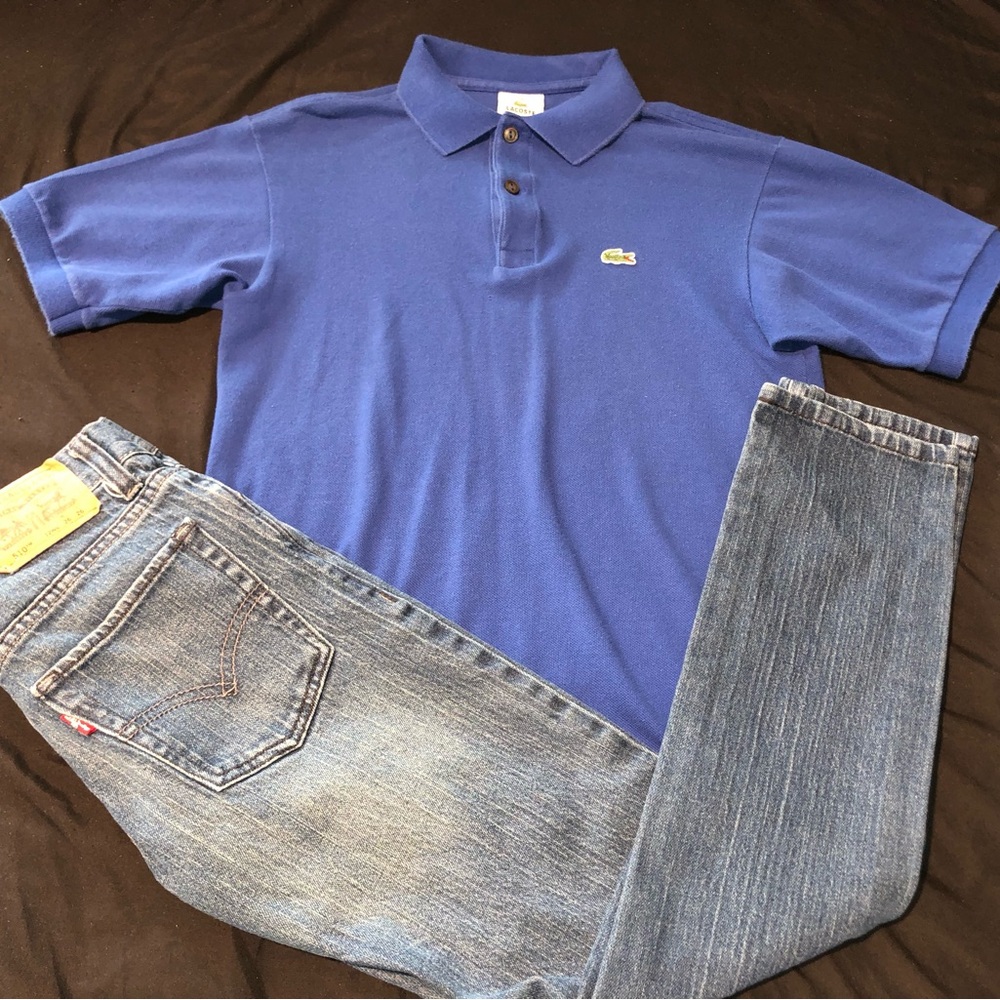 Boys Lacoste Classic Blue Polo with Levi Blue Jeans